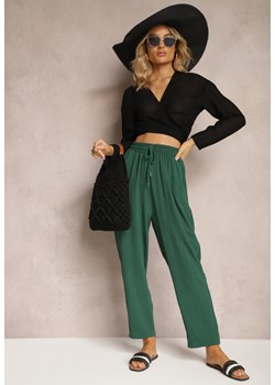 Zielone Spodnie o Luźnym Fasonie ze Sznurkiem i Gumką w Talii Enivea ze sklepu Renee odzież w kategorii Spodnie damskie - zdjęcie 170627451