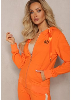 Pomarańczowa Bluza z Kapturem na Suwak z Metalową Aplikacją Jevase ze sklepu Renee odzież w kategorii Bluzy damskie - zdjęcie 170627964