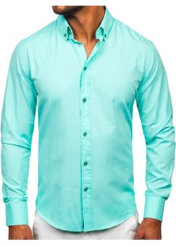 Koszula męska elegancka z długim rękawem jasnoturkusowa Bolf 5821-1 ze sklepu Denley w kategorii Koszule męskie - zdjęcie 170630302