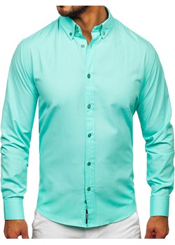 Koszula męska elegancka z długim rękawem jasnozielona Bolf 5821-1 ze sklepu Denley w kategorii Koszule męskie - zdjęcie 170630303