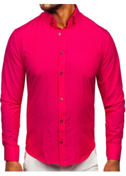 Koszula męska elegancka z długim rękawem różowa Bolf 5821-1 ze sklepu Denley w kategorii Koszule męskie - zdjęcie 170630304