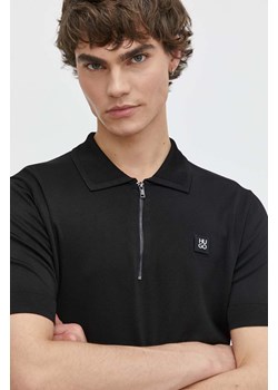 HUGO polo męski kolor czarny gładki 50510385 ze sklepu ANSWEAR.com w kategorii T-shirty męskie - zdjęcie 170632702