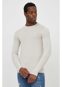 Calvin Klein sweter z domieszką jedwabiu kolor beżowy lekki ze sklepu ANSWEAR.com w kategorii Swetry męskie - zdjęcie 170632812