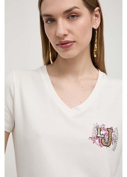 Liu Jo t-shirt damski kolor beżowy ze sklepu ANSWEAR.com w kategorii Bluzki damskie - zdjęcie 170632842