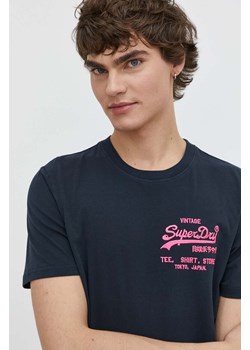 Superdry t-shirt bawełniany męski kolor granatowy z aplikacją ze sklepu ANSWEAR.com w kategorii T-shirty męskie - zdjęcie 170633064