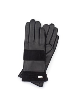 Damskie rękawiczki skórzane z poziomym pasem czarne ze sklepu WITTCHEN w kategorii Rękawiczki damskie - zdjęcie 170633201