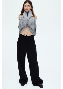 H & M - Szerokie spodnie z diagonalu - Czarny ze sklepu H&M w kategorii Spodnie damskie - zdjęcie 170635253