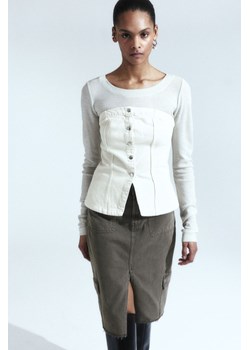 H & M - Dżinsowy top bandeau - Biały ze sklepu H&M w kategorii Bluzki damskie - zdjęcie 170635281