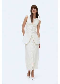 H & M - Lniana spódnica z guzikami - Beżowy ze sklepu H&M w kategorii Spódnice - zdjęcie 170635474
