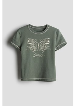 H & M - T-shirt z nadrukiem - Zielony ze sklepu H&M w kategorii Bluzki dziewczęce - zdjęcie 170635512