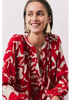 H & M - Bluzka z baloniastym rękawem - Czerwony ze sklepu H&M w kategorii Bluzki damskie - zdjęcie 170635581