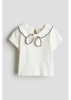 H & M - Dżersejowy top z kołnierzykiem - Biały ze sklepu H&M w kategorii Bluzki dziewczęce - zdjęcie 170635611
