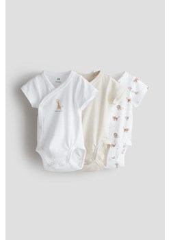 H & M - Kopertowe body 3-pak - Biały ze sklepu H&M w kategorii Body niemowlęce - zdjęcie 170635770