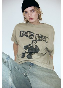 H & M - T-shirt oversize z nadrukiem - Zielony ze sklepu H&M w kategorii Bluzki damskie - zdjęcie 170635841