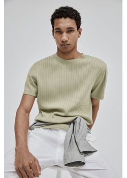 H & M - Dzianinowy T-shirt Regular Fit - Zielony ze sklepu H&M w kategorii T-shirty męskie - zdjęcie 170636030