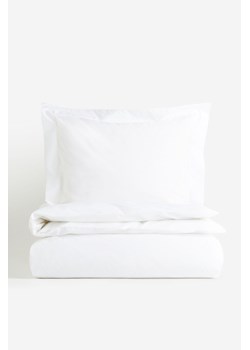H & M - Komplet pojedynczej pościeli bawełnianej z perkalu - Biały ze sklepu H&M w kategorii Pościele - zdjęcie 170636341