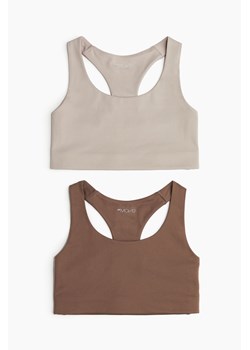 H & M - 2-pack Medium Support Sports bras - Brązowy ze sklepu H&M w kategorii Biustonosze - zdjęcie 170636402