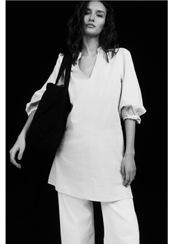 H & M - Sukienka z domieszką lnu - Beżowy ze sklepu H&M w kategorii Sukienki - zdjęcie 170636484