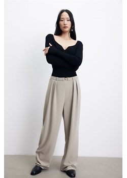 H & M - Eleganckie spodnie z klamerką - Brązowy ze sklepu H&M w kategorii Spodnie damskie - zdjęcie 170636551