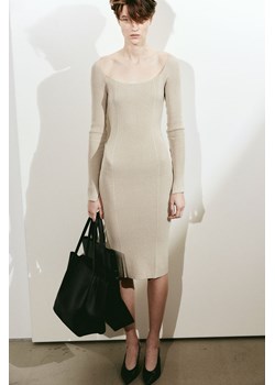 H & M - Dzianinowa sukienka w prążki - Beżowy ze sklepu H&M w kategorii Sukienki - zdjęcie 170636600