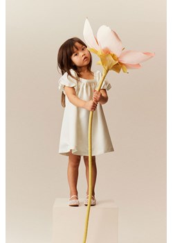 H & M - Satynowa sukienka z baloniastym rękawem - Biały ze sklepu H&M w kategorii Sukienki dziewczęce - zdjęcie 170636680