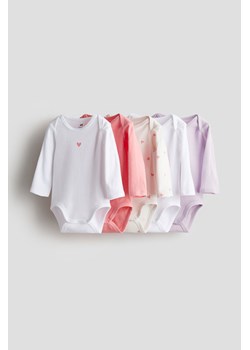 H & M - Body z długim rękawem 5-pak - Różowy ze sklepu H&M w kategorii Body niemowlęce - zdjęcie 170636801