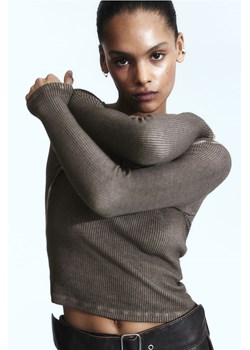 H & M - Prążkowany top o spranym wyglądzie - Beżowy ze sklepu H&M w kategorii Bluzki damskie - zdjęcie 170636853