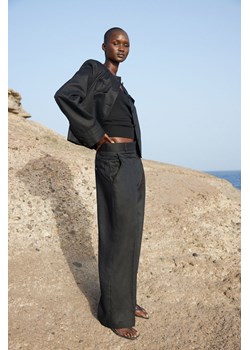H & M - Eleganckie spodnie lniane - Czarny ze sklepu H&M w kategorii Spodnie damskie - zdjęcie 170636864
