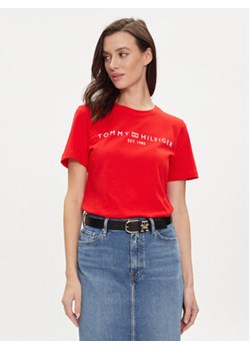 Tommy Hilfiger T-Shirt Logo WW0WW40276 Czerwony Regular Fit ze sklepu MODIVO w kategorii Bluzki damskie - zdjęcie 170641220