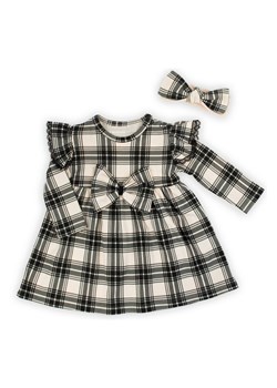 Komplet niemowlęcy sukienka + opaska w kratkę czarny ze sklepu 5.10.15 w kategorii Sukienki niemowlęce - zdjęcie 170641864