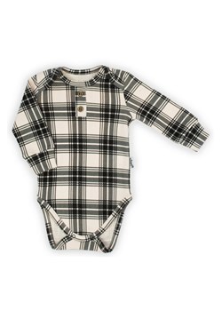 Body bawełniane niemowlęce z długim rękawem w kratkę czarne ze sklepu 5.10.15 w kategorii Body niemowlęce - zdjęcie 170641891