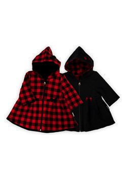 Płaszcz dresowy dziewczęcy dla dziewczynki w kratkę czarny ze sklepu 5.10.15 w kategorii Płaszcze dziewczęce - zdjęcie 170641933