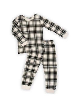Piżama bawełniana chłopięca z długim rękawem w kratkę czarna ze sklepu 5.10.15 w kategorii Piżamy dziecięce - zdjęcie 170641981