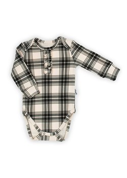 Body bawełniane niemowlęce z długim rękawem w kratkę czarne ze sklepu 5.10.15 w kategorii Body niemowlęce - zdjęcie 170641982