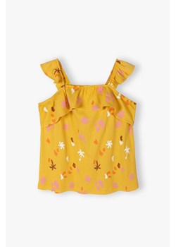 Żółta koszulka na ramiączka dla dziewczynki z falbanką ze sklepu 5.10.15 w kategorii Bluzki dziewczęce - zdjęcie 170642233