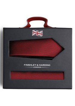 Finshley & Harding London Krawat i poszetka z jedwabiu Mężczyźni Jedwab czerwony wzorzysty ze sklepu vangraaf w kategorii Krawaty - zdjęcie 170642531
