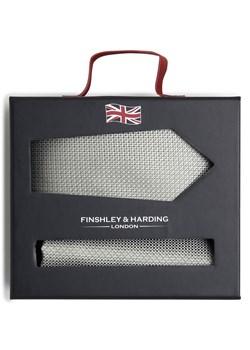 Finshley & Harding London Krawat i poszetka z jedwabiu Mężczyźni Jedwab seledynowy wypukły wzór tkaniny ze sklepu vangraaf w kategorii Krawaty - zdjęcie 170642533