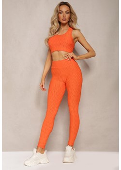 Pomarańczowe Sportowe Legginsy z Wytłoczonym Wzorkiem Askida ze sklepu Renee odzież w kategorii Spodnie damskie - zdjęcie 170646092