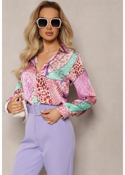 Fuksjowa Klasyczna Koszula z Kolorowym Abstrakcyjnym Printem Ripeata ze sklepu Renee odzież w kategorii Koszule damskie - zdjęcie 170646133