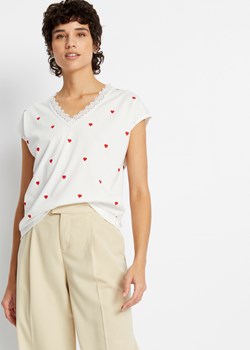 Shirt z nadrukiem i koronką ze sklepu bonprix w kategorii Bluzki damskie - zdjęcie 170648481