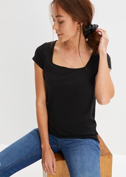 Shirt z krótkim rękawem i dekoltem karo ze sklepu bonprix w kategorii Bluzki damskie - zdjęcie 170648820