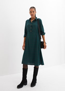 Sukienka szmizjerka z flaneli w kratę, dł. midi ze sklepu bonprix w kategorii Sukienki - zdjęcie 170649021