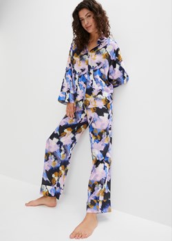 Piżama oversized z matowej satyny z plisą guzikową ze sklepu bonprix w kategorii Piżamy damskie - zdjęcie 170649270