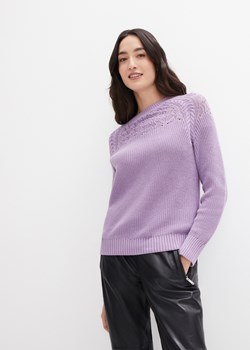Sweter bawełniany w ażurowy wzór ze sklepu bonprix w kategorii Swetry damskie - zdjęcie 170649491