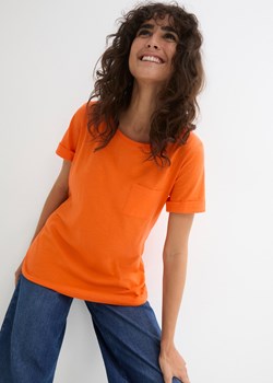 T-shirt bawełniany z przędzy mieszankowej, z kieszonką, bawełna organiczna ze sklepu bonprix w kategorii Bluzki damskie - zdjęcie 170650471