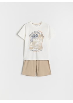Reserved - Bawełniana piżama z nadrukiem - beżowy ze sklepu Reserved w kategorii Piżamy dziecięce - zdjęcie 170651330