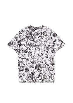 Cropp - Biało-czarny t-shirt z printem - biały ze sklepu Cropp w kategorii T-shirty męskie - zdjęcie 170652643