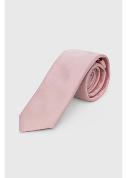 HUGO krawat jedwabny kolor różowy 50468199 ze sklepu ANSWEAR.com w kategorii Krawaty - zdjęcie 170653533