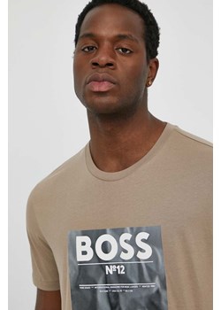 Boss Orange t-shirt bawełniany męski kolor brązowy z aplikacją 50515829 ze sklepu ANSWEAR.com w kategorii T-shirty męskie - zdjęcie 170653711
