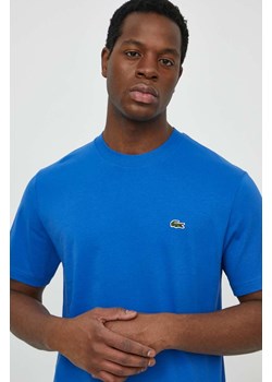 Lacoste t-shirt bawełniany męski kolor niebieski gładki ze sklepu ANSWEAR.com w kategorii T-shirty męskie - zdjęcie 170653734